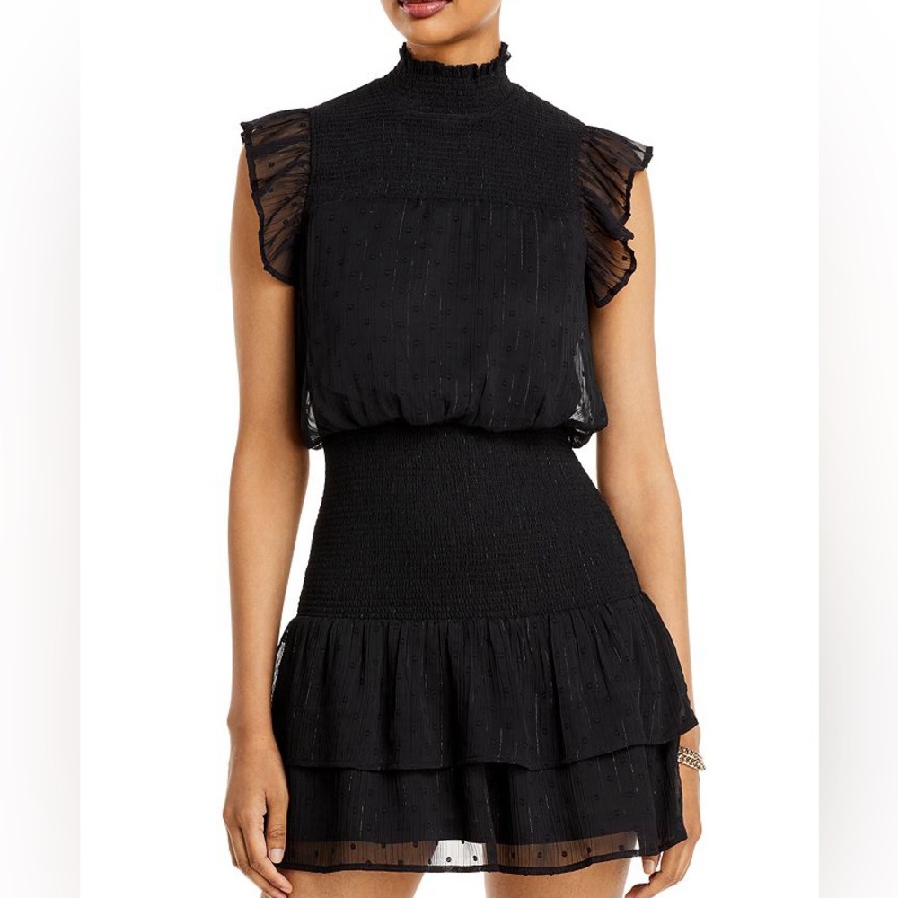 Aqua Ruffle Short Sleeve Smocked Mini Dress